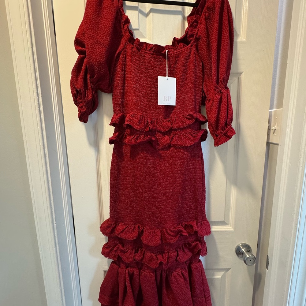 Red Ruffled Women Dress